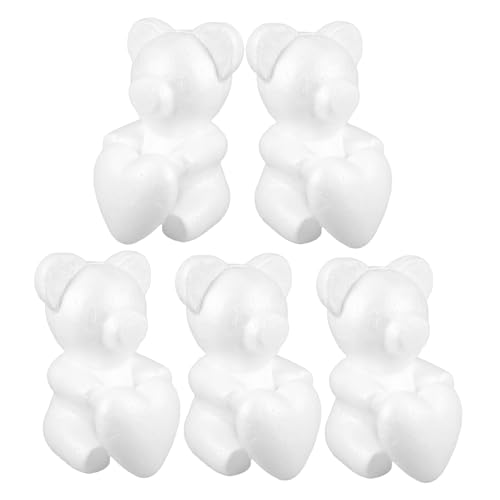 Homoyoyo 5 Stück Styropor Bären Und Herz Figuren Für DIY Bastelprojekte - Perfekt Für Hochzeiten - Valentinstag Und Kreative Dekorationen Weißes Styropor Für Bastelideen von Homoyoyo