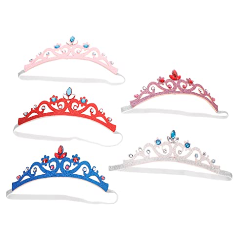 Homoyoyo 5 Stück Teiliges Haarband mit Kristallrhinestone Krone Elastisches Kopfschmuck für Geburtstagsfeiern Shower und Fotoshootings Farben Silber Rot Blau von Homoyoyo