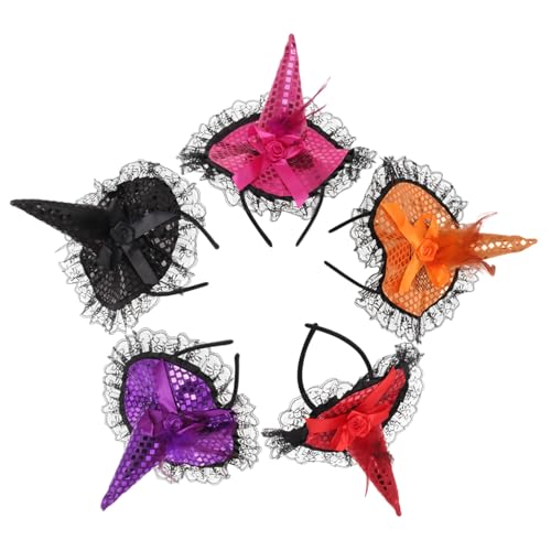 Homoyoyo 5 Stück Teiliges Halloween Haarreif mit Pailletten Hexenkostüm Zubehör Bunte Kopfbedeckung für Erwachsene für Party Cosplay und Festliche Dekoration von Homoyoyo