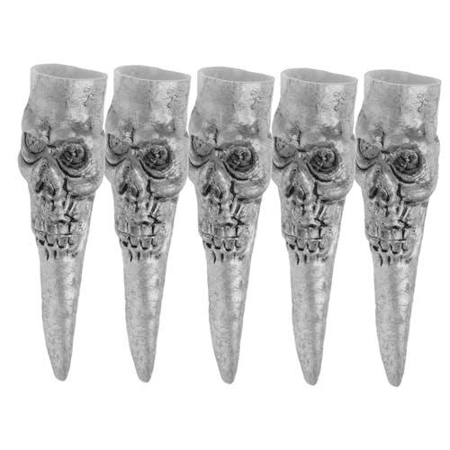 Homoyoyo 5 Stück Teiliges Halloween Set Silberne Skelett Fingernägel Realistische Fake Long Nails Hexen Cosplay Party Deko Gruselige Kostüm Requisiten für Halloween Horror Fingers von Homoyoyo