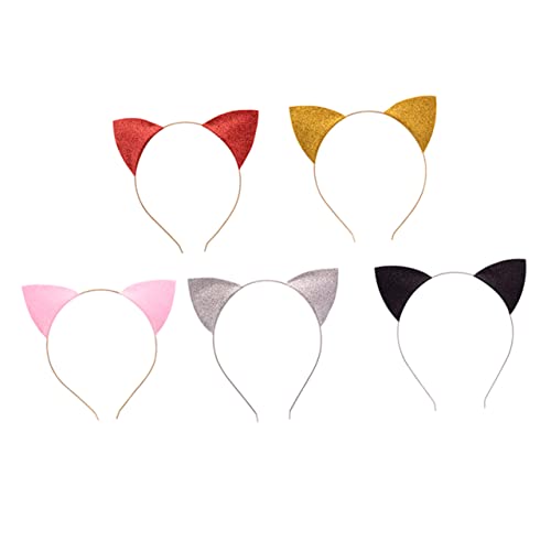 Homoyoyo 5 Stück Teiliges Katzenohren Stirnband Glitzer Pailletten Haarreif Leichtes Bequemes Haarband für Frauen Mädchen Vielseitig Kombinierbar für Party Halloween Kostüm Zufällige Farbe von Homoyoyo