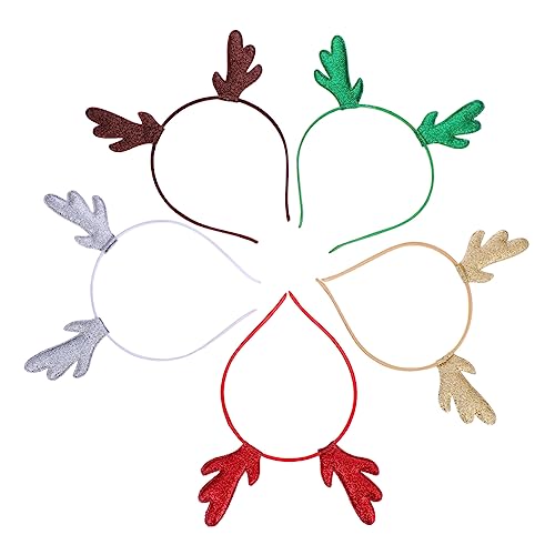 Homoyoyo 5 Stück Teiliges Weihnachts Haarreifen Rentiergeweih Glitzer Haarreif Stirnband Leicht Langlebig Festlich für Erwachsene von Homoyoyo