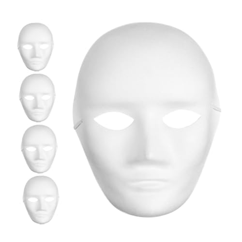 Homoyoyo 5 Stück Weiße Leere Maske Schlichte Weiße Maske Maskerade-maske Masse Maskerademaske Selber Machen Unbemalte Bastelmaske Karneval Party Masken Bemalbare Kunstmasken Weiß Papier von Homoyoyo
