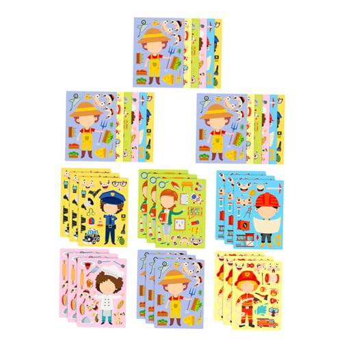 Homoyoyo 6 Sätze DIY Berufs Puzzle Sticker mit Bunten Motiven Feinmotorik und Problemlösung für Kindergeburtstage Schule und Spielerisches Lernen von Homoyoyo