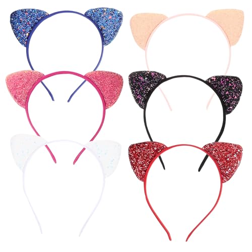 Homoyoyo 6 Stck Teiliges Katzenohren Stirnband mit Pailletten Leichtes Komfortables Haarreif in Candy Farben für Mädchen für Kostüm Party Cosplay und Karneval von Homoyoyo