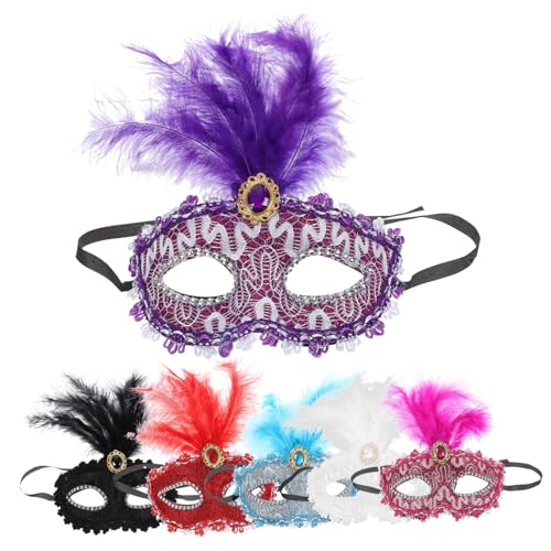 Homoyoyo 6 Stück Damen Halbgesichts Masken aus Leder mit Federn Bunte Masquerade Halloween Cosplay Masken für Party Karneval Ball Vielseitig Einsetzbar Farben Schwarz und Weiß Homoyoyo 6 Stück Damen Halbgesichts Masken aus Leder mit Federn Bunte Masquerade Halloween Cosplay Masken für Party Karneval Ball Vielseitig Einsetzbar Farben Schwarz und Weiß von Homoyoyo