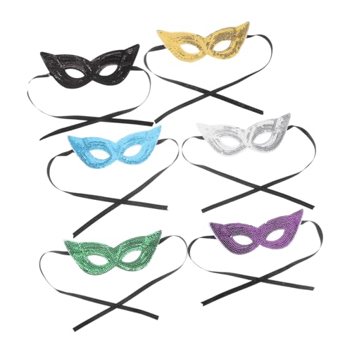 Homoyoyo 6 Stück Karnevals-Augenmaske Karneval-Foto-Requisiten Spitzenmaske Karneval-Papiermaske Maskerademaske karneval party masken Karneval-Bastelmaske Maskenkleid Stoff von Homoyoyo