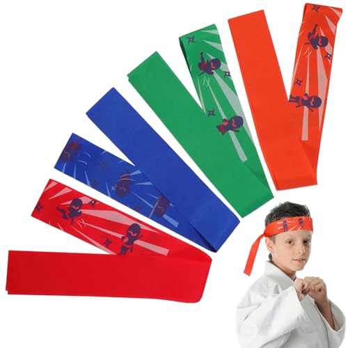 Homoyoyo 6 Stück Ninja Stirnbänder Verstellbar Karate Kostüm Zubehör für Geburtstagsparty mit Klassischem Samurai Ninja design Flexibel und Komfortabel für Jungen und Mädchen von Homoyoyo