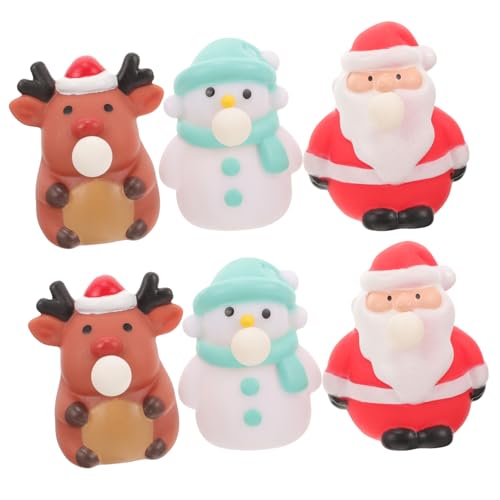 Homoyoyo 6 Stück Teiliges Cartoon Squeeze Toys aus Flexiblem TPR und Stressabbauende Weihnachtsmann Schneemann und Rentier als Weihnachtsmitgebsel und Party-deko von Homoyoyo