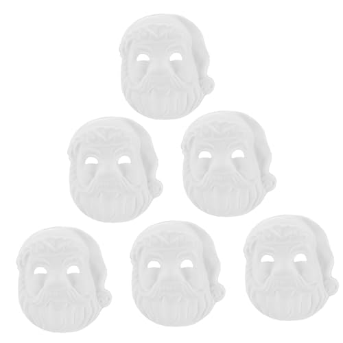 Homoyoyo 6 Stück Teiliges DIY Santa Claus Masken aus Pappmaché Leere Weihnachtsmann Masken zum Bemalen Party Dekoration Kreative Bastelmasken für Fasching Weihnachten und Kostüme von Homoyoyo
