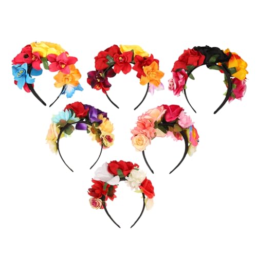 Homoyoyo 6 Stück Teiliges Halloween Blumen Stirnband Vintage Rosen Haarschmuck Mexikanisches Gothic Accessoire für Party Festival Karneval und Cosplay Flexible Kopfbedeckung für Frauen von Homoyoyo