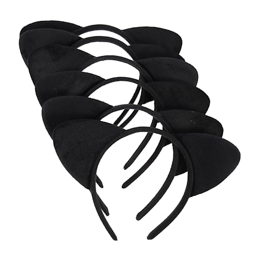 Homoyoyo 6 Stück Teiliges Katzenohren Haarband für Cosplay und Partys Schwarze Tierohren Haarreifen für Geburtstagsfeiern Halloween und Kostüm Events von Homoyoyo