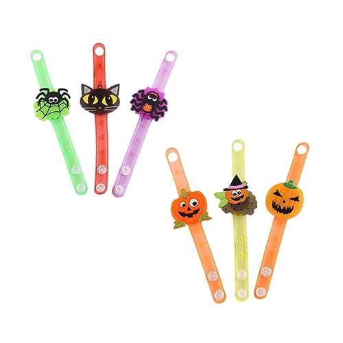Homoyoyo 6Stücke Leuchtende Halloween Armbänder für Chic Armbandspielzeug mit Kreativem Design für Geburtstagsfeiern Halloween Zufällige Kinderfreundlich von Homoyoyo