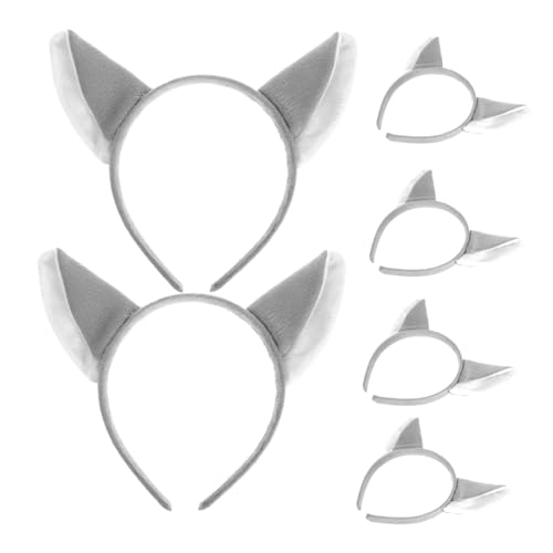 Homoyoyo Wolfsohren Stirnband 6 Stück für Kindergeburtstag Tierhaarreifen Plüsch Kopfschmuck Zubehör Cosplay von Homoyoyo