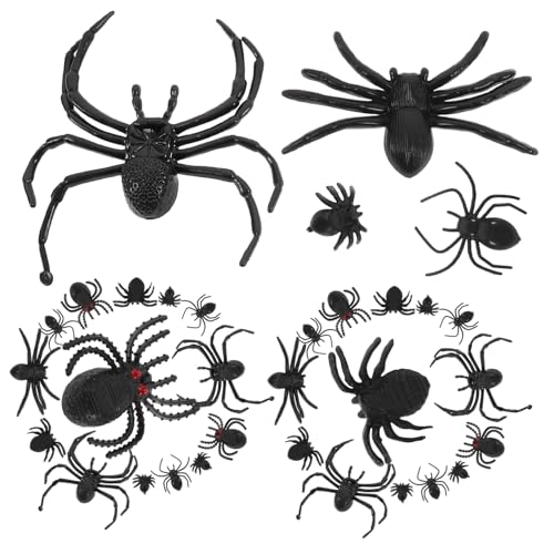 Homoyoyo 70 Stück Teiliges Halloween Deko mit Realistischen Schwarzen Mini Spinnen Kreative Party Deko und Gruselige Streichspielzeuge für Halloween Party Fenster und Tischdekoration von Homoyoyo