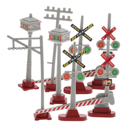 Homoyoyo 8 Stück Teiliges Mini Verkehrszeichen Modellset für Modelleisenbahn Landschaft Realistische Ampel und Signalpfähle Detaillierte Zug Sandtisch Dekoration für Architektur und Spiel von Homoyoyo