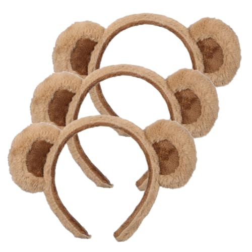 Homoyoyo Bärenohren Stirnband 3Pcs Bear Ohren Plüsch Tierische Ohren Und Hörner Stirnband Für Partyfeiern Trips Dekoration Cosplay Dress Up Kostüm Make -Up Waschlemes Face Women Giftware von Homoyoyo