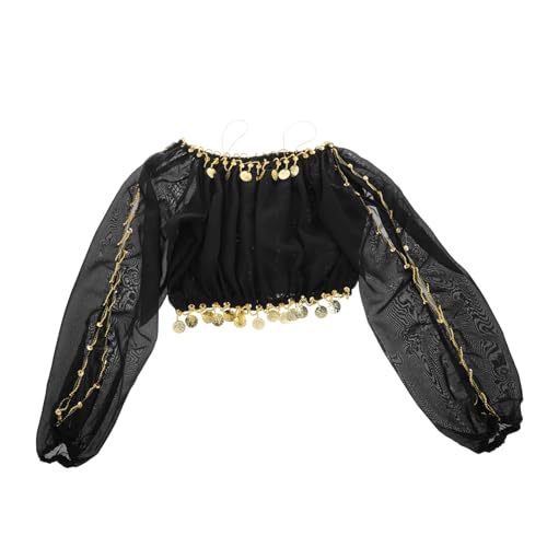 Homoyoyo Bauchtanz Kostüm Für Damen - Langärmlig - Elegantes Oberteil Aus Rotem Chiffon Und Schwarzem Stoff Ideal Für Auftritte Und Tanzperformances Vielseitig Und Stilvoll von Homoyoyo