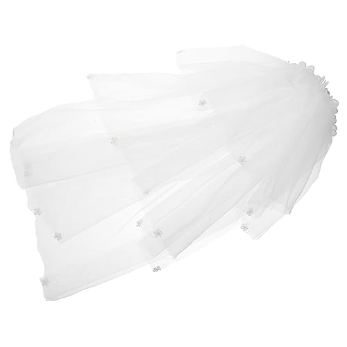 Homoyoyo Blumiges Haarband mit Perlen und Schleier Leichtes Haarschmuck Stirnband für Party Karneval Geburtstag Festliche Anlässe Passend für Mädchen Cremeweiß von Homoyoyo