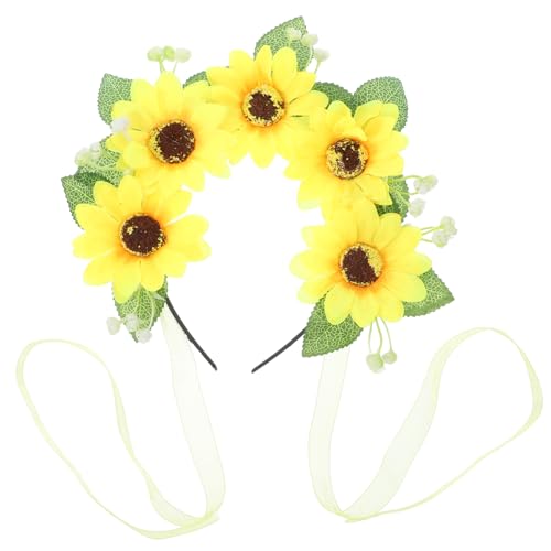 Homoyoyo Boho Sonnenblumen Haarband Damen Blumenkranz Stirnband aus Stoff Leichtes Bequemes Blumenstirnband für Frauenfest Hochzeit Party und Alltag von Homoyoyo