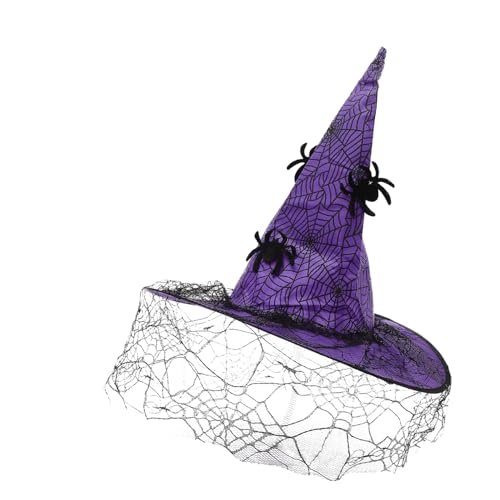 Homoyoyo Breiter Hexenhut mit Schleier Leichtes Halloween Cosplay Zubehör für Damen Kreative Party Mütze für Karneval Kostümpartys und Gruselige Verkleidungen Homoyoyo Breiter Hexenhut mit Schleier Leichtes Halloween Cosplay Zubehör für Damen Kreative Party Mütze für Karneval Kostümpartys und Gruselige Verkleidungen von Homoyoyo