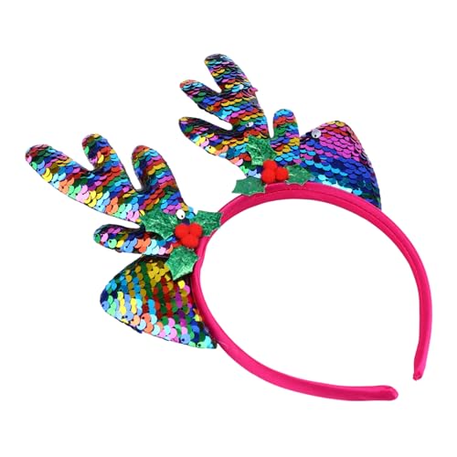 Homoyoyo Bunte Weihnachts Haarreif mit Rentiergeweih und Elchohren Schimmerndes Party Accessoire für Erwachsene Festliches Kopfschmuck für Weihnachten Karneval und Cosplay von Homoyoyo