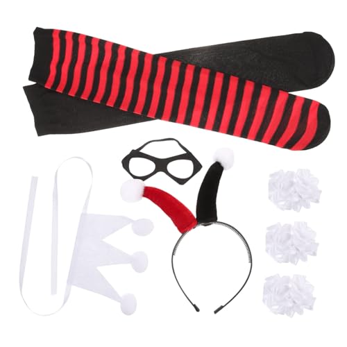 Homoyoyo Clown Haarreif Halloween Kostüm Zubehör mit Maske Strümpfen Armband Cosplay Party Requisiten für Bühnenauftritte und Festlichkeiten Homoyoyo Clown Haarreif Halloween Kostüm Zubehör mit Maske Strümpfen Armband Cosplay Party Requisiten für Bühnenauftritte und Festlichkeiten von Homoyoyo