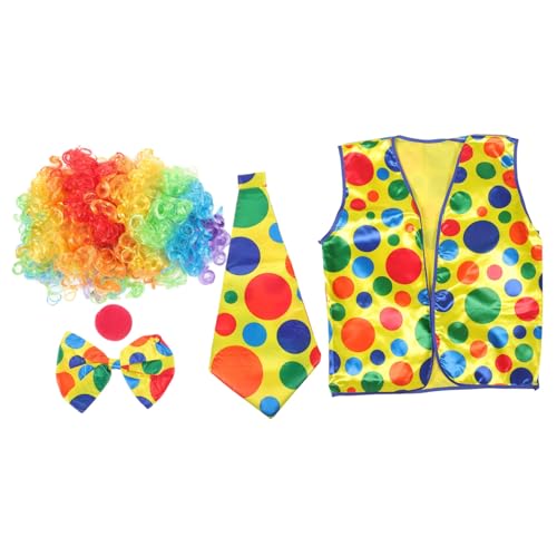 Homoyoyo Clown Kostüm Set Teilig mit Perücke Nase Weste Fliege für Damen und Herren Einfach zu Tragen für Halloween Karneval Geburtstagsfeiern Bühnenauftritte und Partyspaß Homoyoyo Clown Kostüm Set Teilig mit Perücke Nase Weste Fliege für Damen und Herren Einfach zu Tragen für Halloween Karneval Geburtstagsfeiern Bühnenauftritte und Partyspaß von Homoyoyo