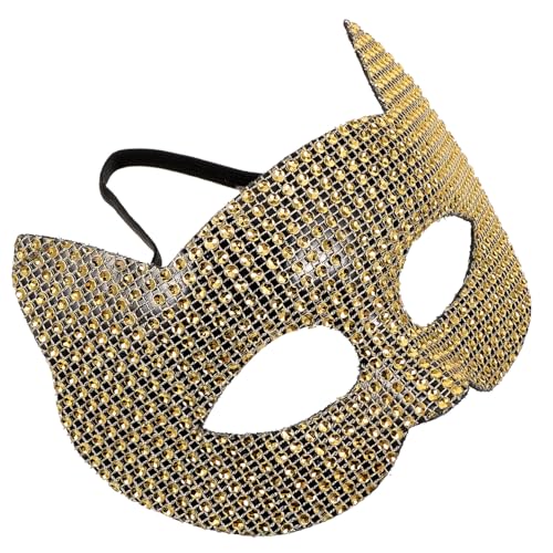 Homoyoyo Cosplay Masquerade Maske mit Goldenen Strasssteinen Leichte und Langlebige Katzenfrau Maske für Halloween Kostüm Party und Bühnenauftritte Lustiges Accessoire für Damen Homoyoyo Cosplay Masquerade Maske mit Goldenen Strasssteinen Leichte und Langlebige Katzenfrau Maske für Halloween Kostüm Party und Bühnenauftritte Lustiges Accessoire für Damen von Homoyoyo
