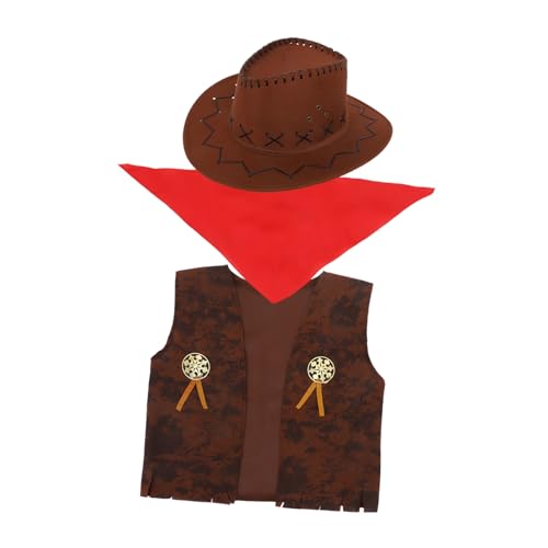 Homoyoyo Cowboykostüm Western Cowgirl Outfit Teiliges Set mit Weste Hut und Einfarbigem Bandana für Fasching Karneval Halloween Braun Atmungsaktiv Homoyoyo Cowboykostüm Western Cowgirl Outfit Teiliges Set mit Weste Hut und Einfarbigem Bandana für Fasching Karneval Halloween Braun Atmungsaktiv von Homoyoyo
