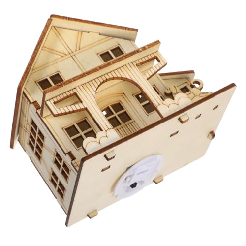 Homoyoyo DIY Holzhaus Modellbausatz mit LED Lichtern Stabiles Naturholz Puzzle für Erwachsene Originelles Gartenhaus Bastelset Inklusive Kleber für Einfachen Aufbau Dekoratives von Homoyoyo