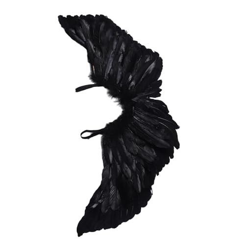 Homoyoyo Die Flügel des Teufel Halloween Kostümzubehör Engel-Rollenspiel-Flügel Flügel Cosplay Geburtstagsdekorationsflügel Halloween-Flügel Bühnenflügel Gänsefedern Black von Homoyoyo