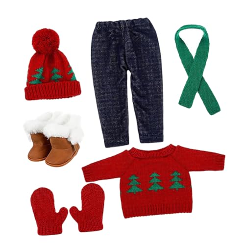 Homoyoyo Doll Weihnachtsoutfit Puppenkleidung Weihnachtspullover Hose Mütze Handschuhe Schuhe Schal Weiche Stoffe Für Kinderfest Party von Homoyoyo