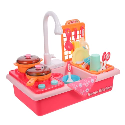 Homoyoyo Elektrische Spülmaschine Spielset mit Wasserspiel Kunststoff Waschbecken Küchenhaus für Mädchen Jungen Batteriefrei Kreatives Rollenspiel Zubehör von Homoyoyo