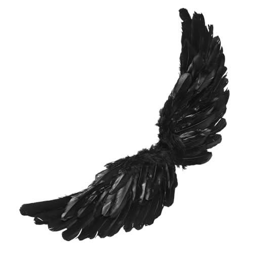 Homoyoyo Engelsflügel Federflügel Cosplay Kostüm Flügel Leicht Robust Bühnenperformance Accessoire Schwarz für Halloween Karneval Party von Homoyoyo