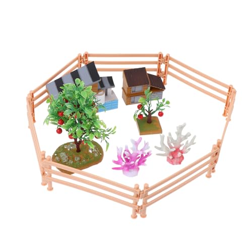 Homoyoyo Farmhouse Modell Mini Obstbäumen und Zaun DIY Bauernhof Dekoration für Realistische Simulation Pädagogisches Kreativität und Lebenskenntnissen von Homoyoyo