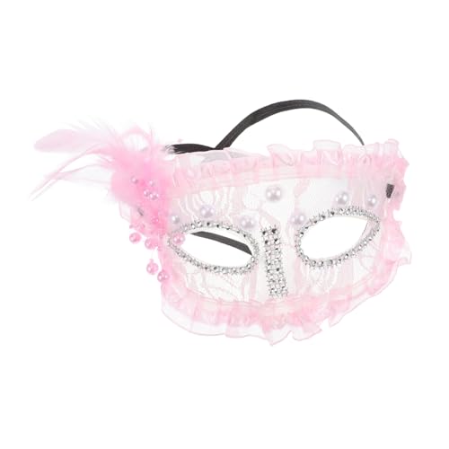 Homoyoyo Feder Maske Für Halloween Frauen Maskieren Cosplay Halbe Maskerade Gesicht Dekoration Halloween Leuchten Kostüm Maskerade Für Frauen Halloween-maske Spitze Rosa von Homoyoyo