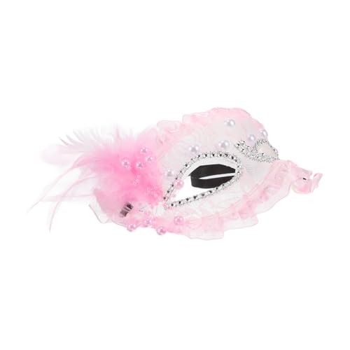 Homoyoyo Feder maske Gesicht für Halloween Frauen maskieren Cosplay halbe Maskerade Halloween-Maske Karnevalsmaske halloween masken Maskerade-Maske für Frauen Maskerademaske Spitze Rosa von Homoyoyo