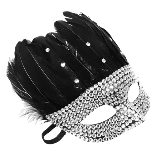 Homoyoyo Federhalbes Masquerade Maskeradenmaske mit Strasssteinen Leichtes Stabiles Karneval Accessoire für Halloween Cosplay Kostümpartys und Festliche Fotosessions von Homoyoyo