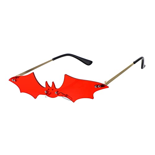 Homoyoyo Randlose Bat Sonnenbrille Mit Goldfarbenem Rahmen Lustige Sommermode Für Partys Cosplay Und Besondere Anlässe von Homoyoyo