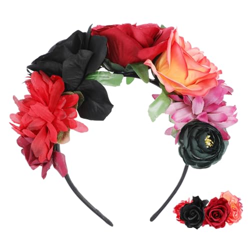 Homoyoyo Frauen Haarreif Halloween Rosenblume Haarschmuck Party Urlaub Stil Blumenkrone Stirnband für Damen von Homoyoyo