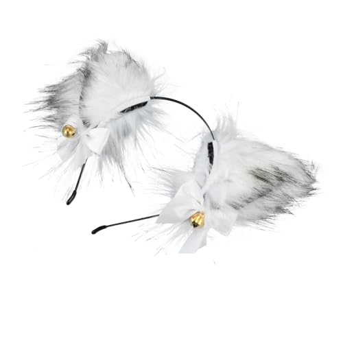 Homoyoyo Fuchs Ohren Haarband Weiß Plüsch Cosplay Stirnband Mit Glocke Für Party Festival Halloween Kostüm Zubehör von Homoyoyo