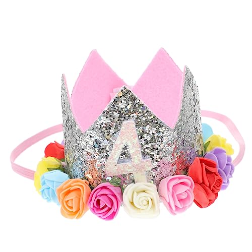 Homoyoyo Glitzernde Geburtstagskrone Für Mädchen – Perfekte Krone Für Den 4 Geburtstag - Ideal Für Feiern Und Foto-Shootings Mit Zauberhaftem Blumen Design Und Funkelndem Glitzer von Homoyoyo
