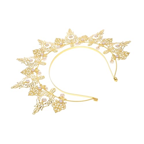 Homoyoyo Göttinnenkrone Haarband Mit Perlen Luxuriöse Headdress Für Hochzeiten Und Halloween Damenkostümzubehör Für Festivals Und Partys von Homoyoyo