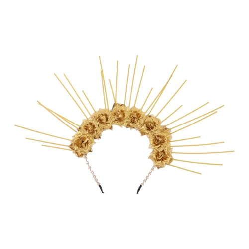 Homoyoyo Gothic Lolita Haarband mit Goldfarbenem Blumen Kopfschmuck Haarreif für Damen Stilvolles Cosplay Accessoire Alltagstauglich und Festlich Einzigartiges Design von Homoyoyo
