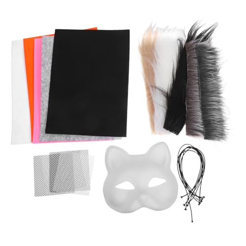 Homoyoyo Graue Plüsch Katzenmaske DIY Set Matte Weiße Tiermaske mit Mesh Augen Selbstklebendes Halloween Kostüm Zubehör Teiliges Karneval Masken Kit für Party und Cosplay Homoyoyo Graue Plüsch Katzenmaske DIY Set Matte Weiße Tiermaske mit Mesh Augen Selbstklebendes Halloween Kostüm Zubehör Teiliges Karneval Masken Kit für Party und Cosplay von Homoyoyo