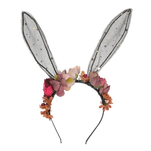 Homoyoyo Häschenohren Haarband mit Blumen Einzigartiges Haarschmuck für Kinderparty Halloween und Cosplay Charmantes und Accessoire für Mädchen und Damen von Homoyoyo