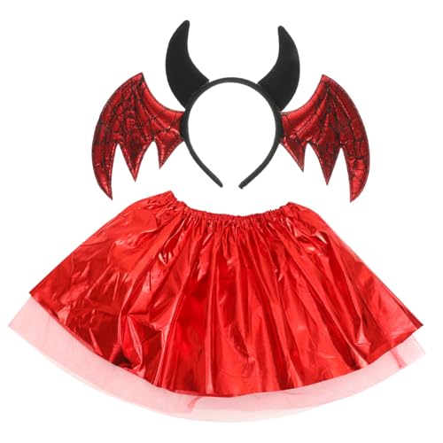 Homoyoyo Halloween Cosplay Set Bat Wing Stirnband mit Hörnern und Teufelsrock Leichtes Performance Haaraccessoire für Mädchen Einzigartiges Party Kostüm für Halloween und Themenpartys Homoyoyo Halloween Cosplay Set Bat Wing Stirnband mit Hörnern und Teufelsrock Leichtes Performance Haaraccessoire für Mädchen Einzigartiges Party Kostüm für Halloween und Themenpartys von Homoyoyo