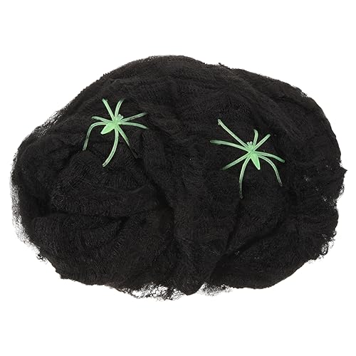Homoyoyo Halloween Deko Spider Web mit Realistischen Spinnen Dehnbares Schwarzes Spinnennetz für Innen und Außen Gruselige Halloween Party Dekoration Installieren Netz mit Spinnen von Homoyoyo