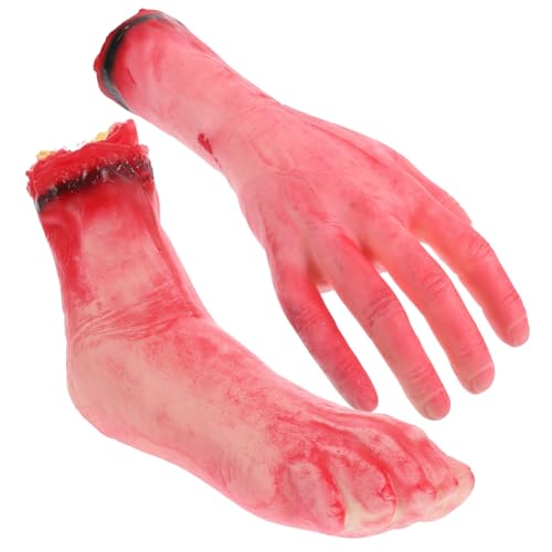 Homoyoyo Halloween Deko Teilig Realistische Blutige Abgetrennte Hand und Fuß Leichte Gruselige Simulation für Halloween Party Spukhaus Dekoration Langlebige Unzerbrechliche Horror von Homoyoyo